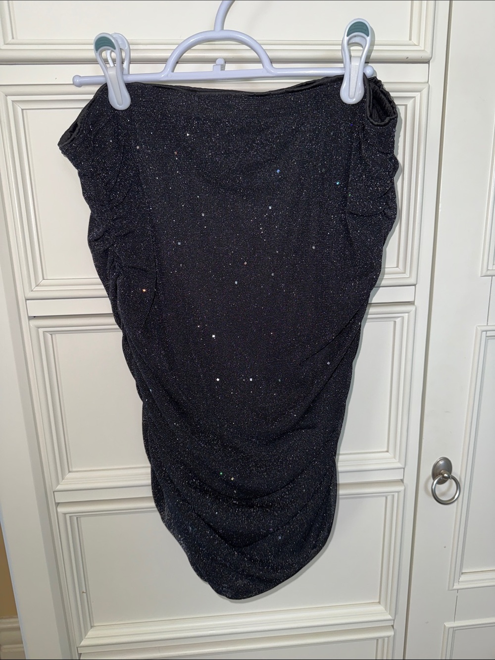 SHEIN Black Sparkle Asymmetrical Ruched Skirt